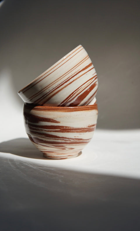 Copper white swirl cappuccino round (2 pieces)