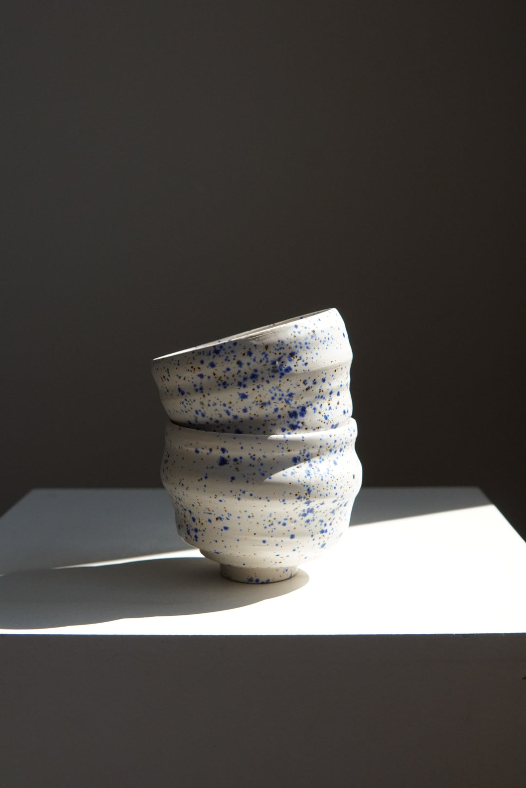 Blue white swirl speckled cappuccino mug (2 pieces)