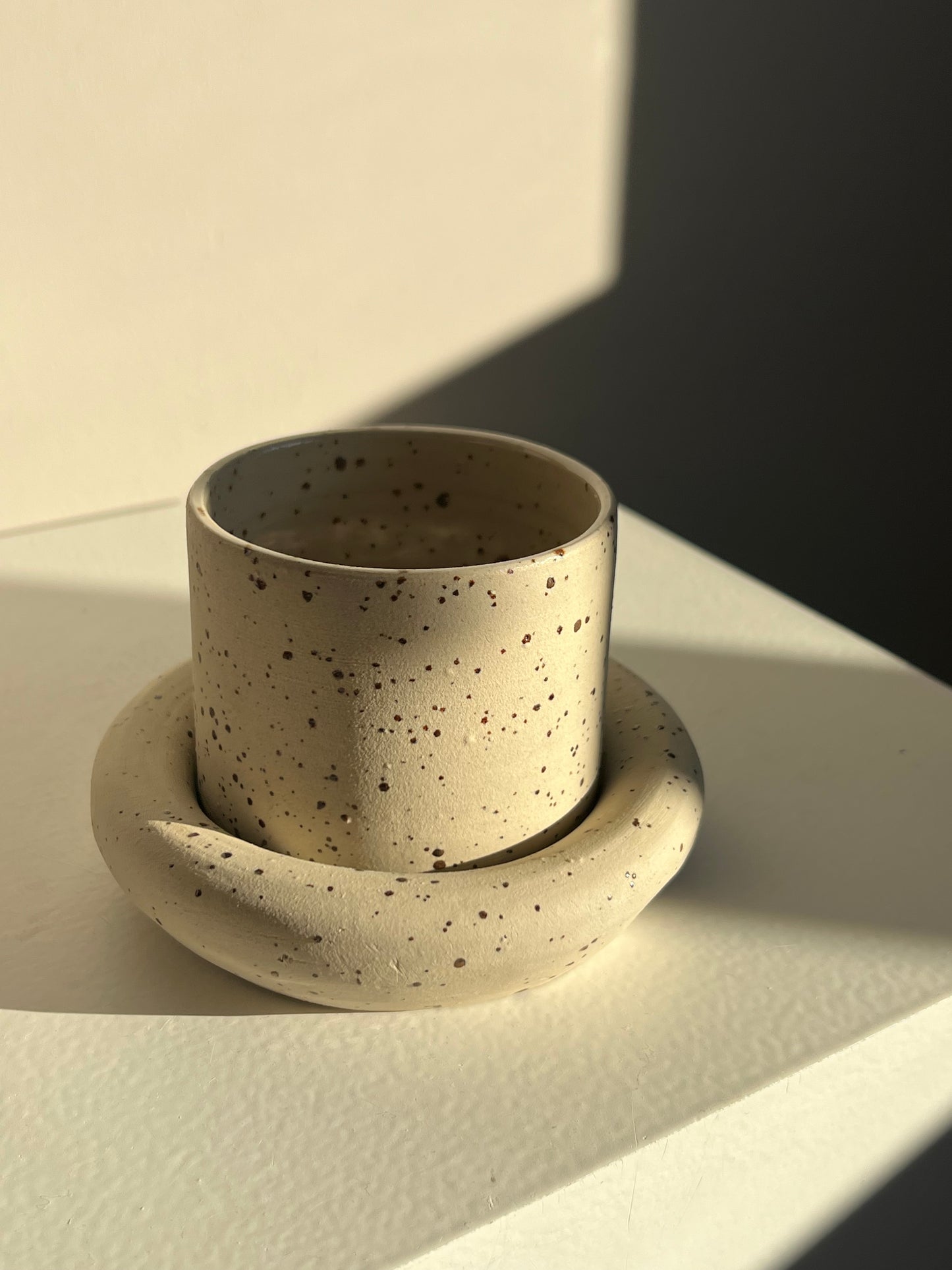 PRE ORDER Donut cup and saucer speckled Stoneware Mugs