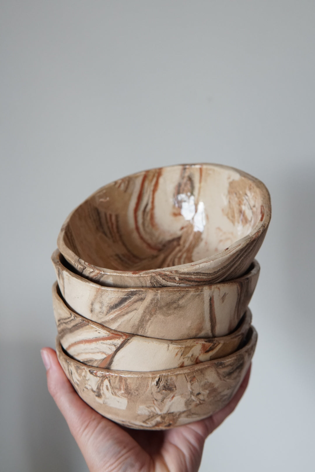 Breakfast Bowl Black Orange Marbled (set of two)