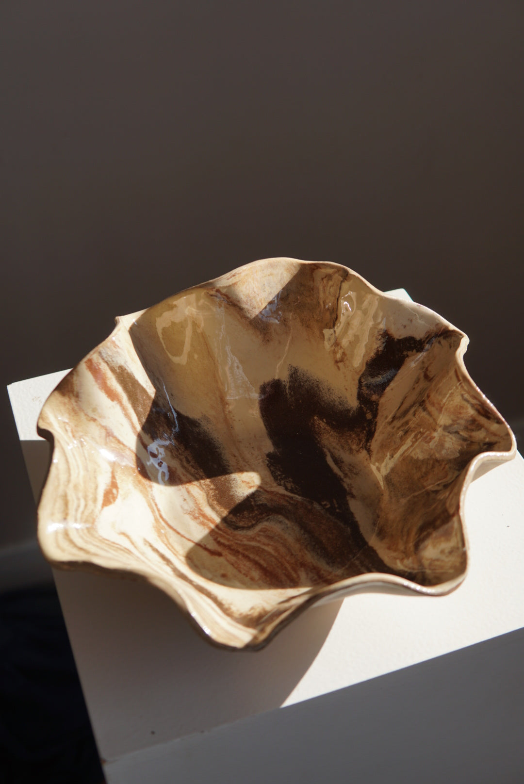 Brown Beige Earthenware Bowl