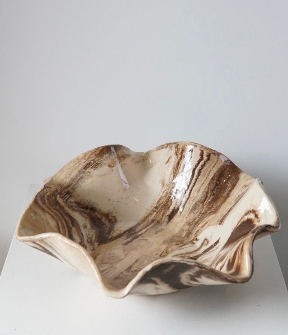 Brown Beige Earthenware Bowl