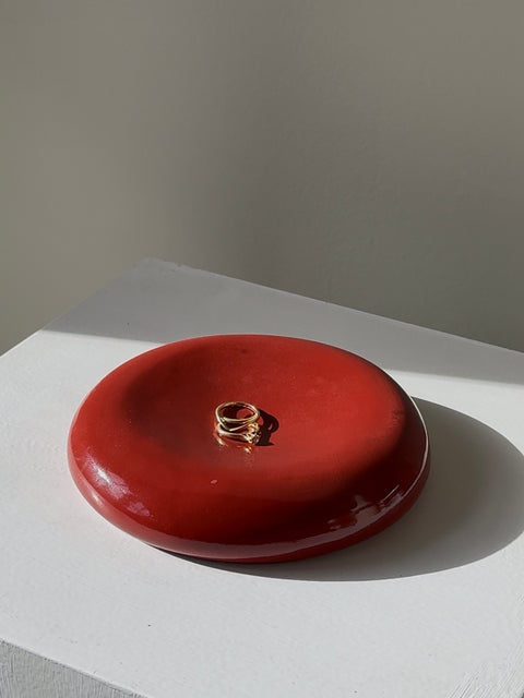 Earthenware decorative wall object / bowl red