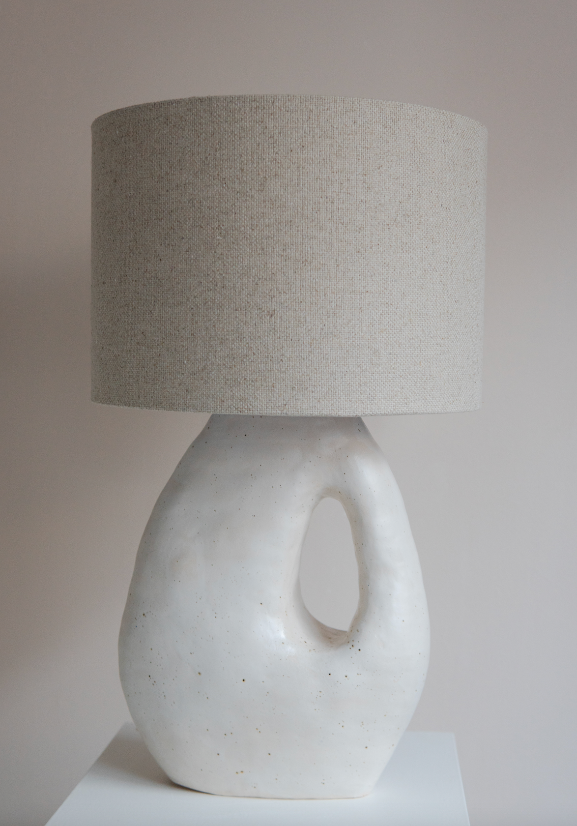 Sculptural Ceramic Lamp Base Speckled White