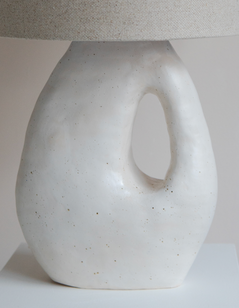 Sculptural Ceramic Lamp Base Speckled White