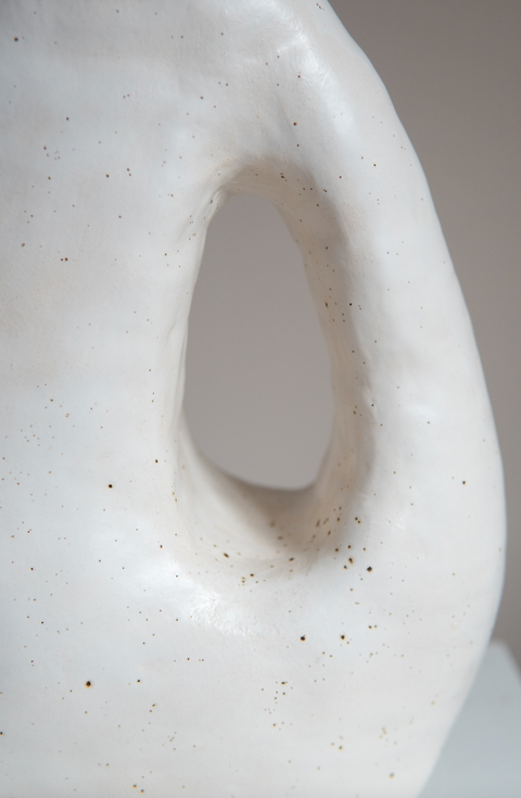 Sculptural Ceramic Lamp Base Speckled White