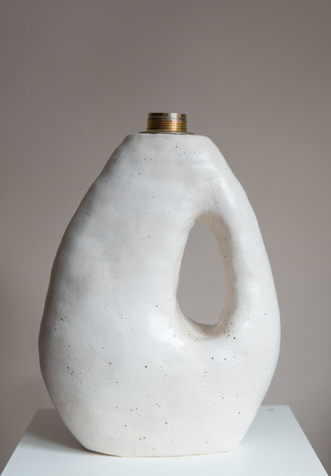 Sculptural Ceramic Lamp Base Speckled White