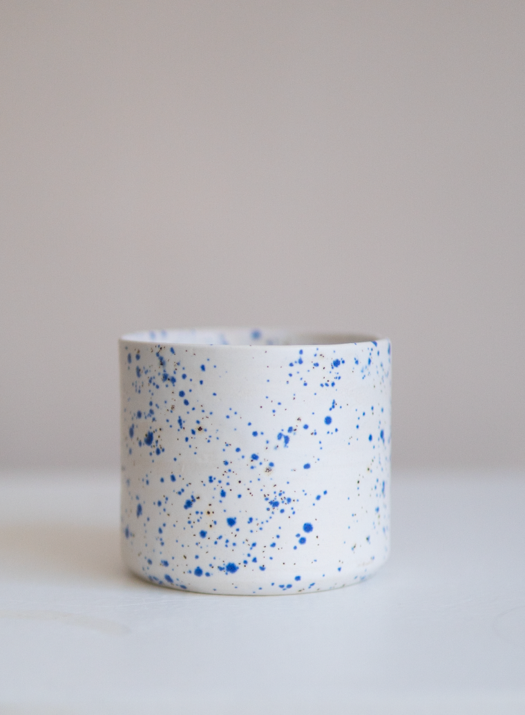 Matte White Blue Speckled Coffee Mug (2 pieces)