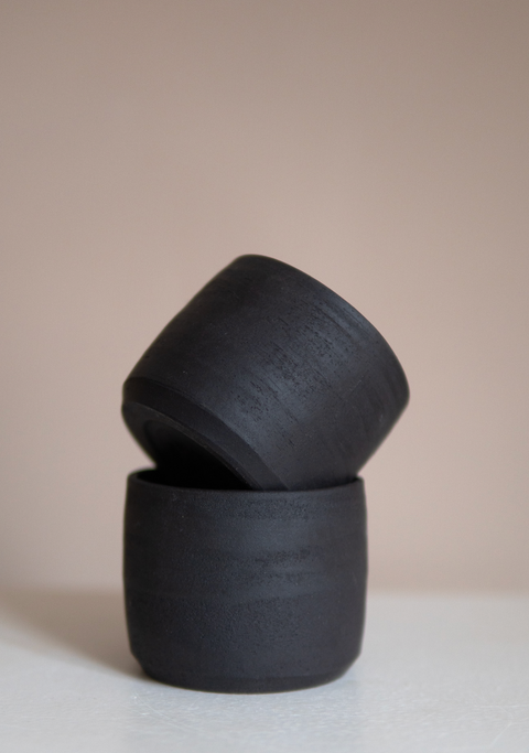 Black Stoneware Coffee Mug (2 pieces)