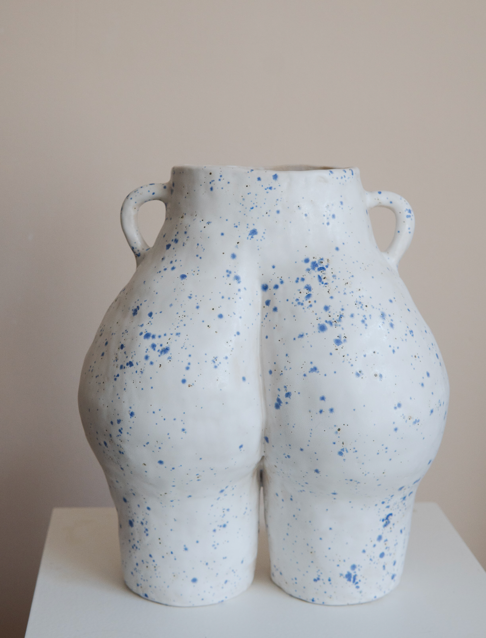 Ceramic Booty Vase Blue Speckled