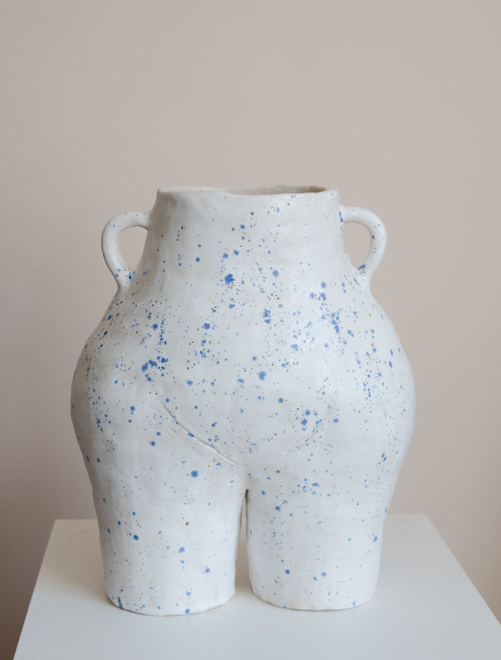 Ceramic Booty Vase Blue Speckled