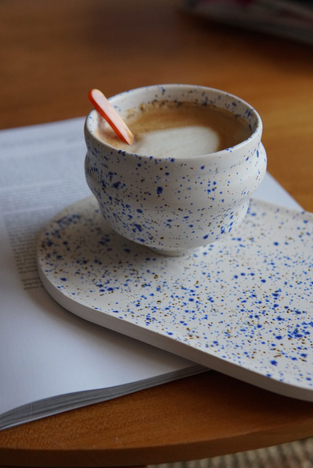 Blue white swirl speckled cappuccino mug  (2 pieces)