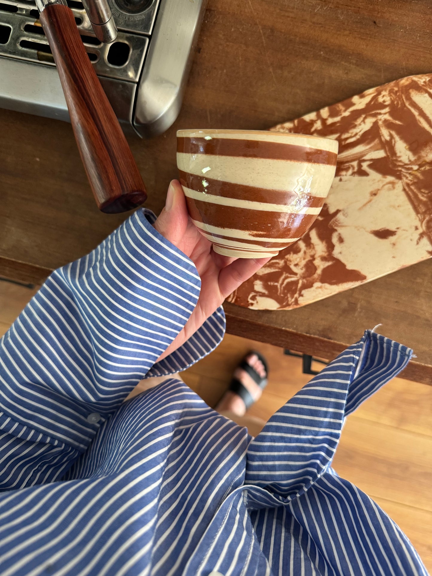 Copper white swirl cappuccino round  (2 pieces)