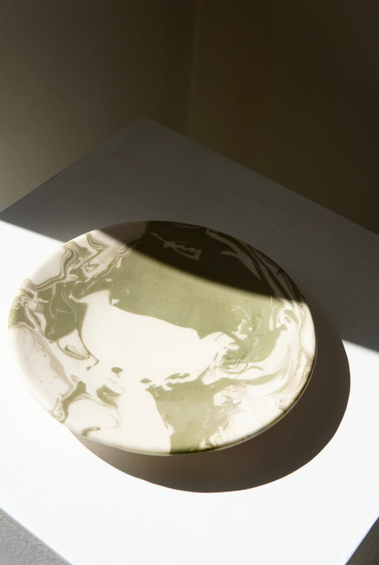 Small marbled plate green (set of 2)