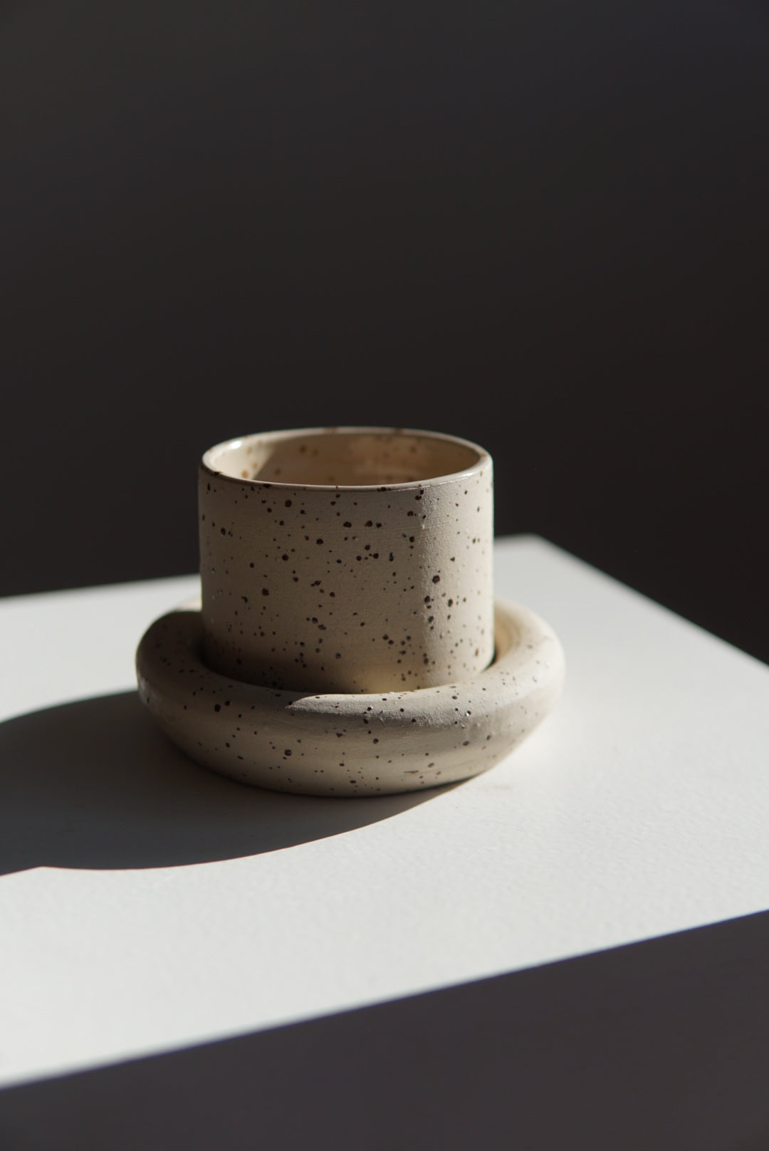 PRE ORDER Donut cup and saucer speckled Stoneware Mugs