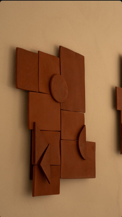 Wall sculpture geometric relief -