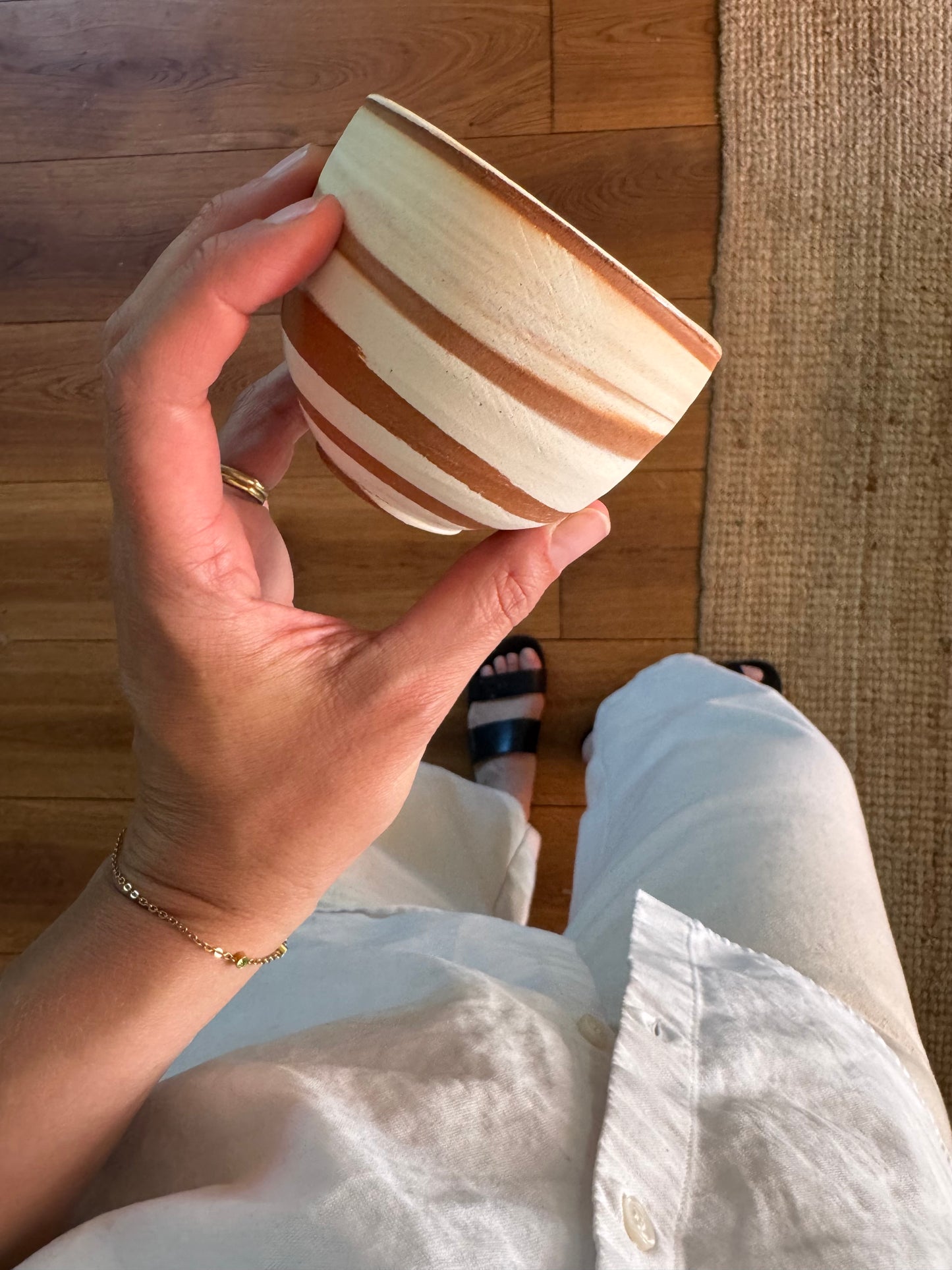 Copper white swirl cappuccino round  (2 pieces)
