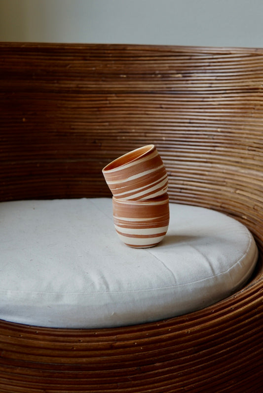 Copper white swirl espresso cup  (2 pieces)