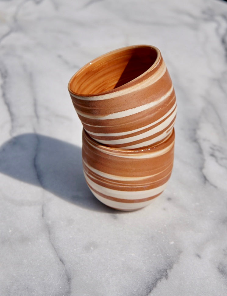 Copper white swirl espresso cup  (2 pieces)