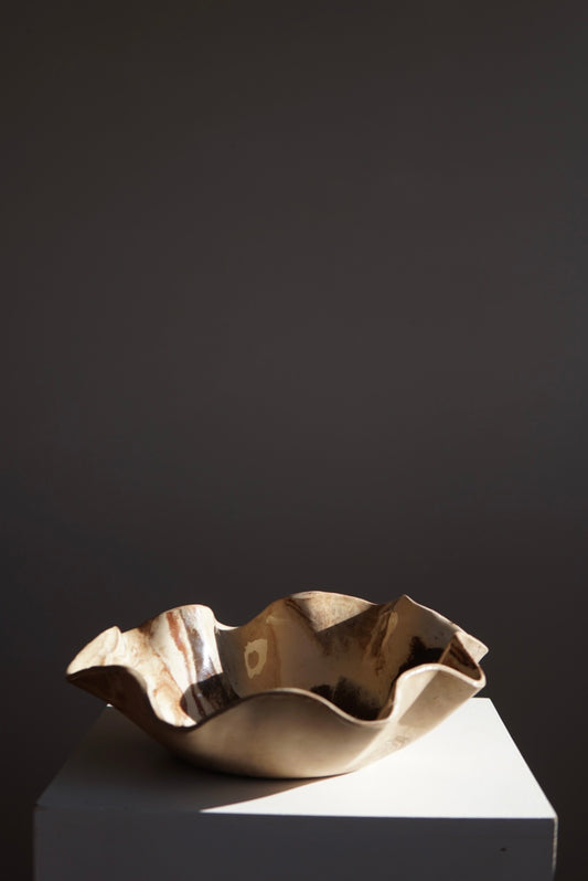 Brown Beige Earthenware Bowl