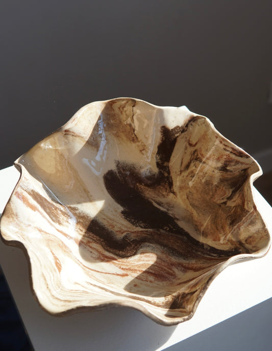 Brown Beige Earthenware Bowl