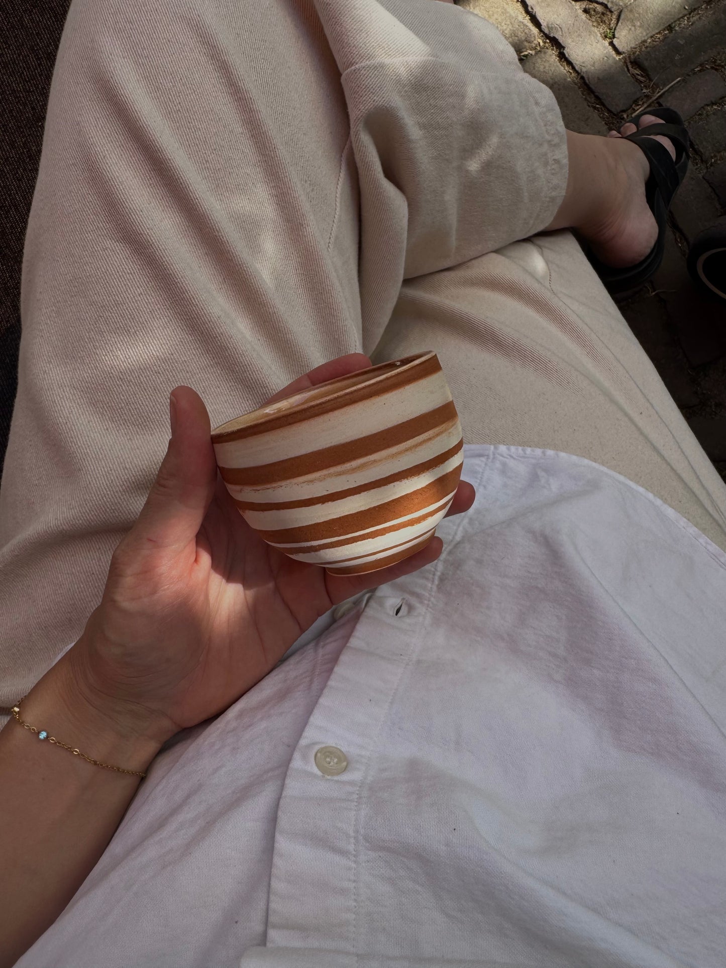 Copper white swirl cappuccino round  (2 pieces)