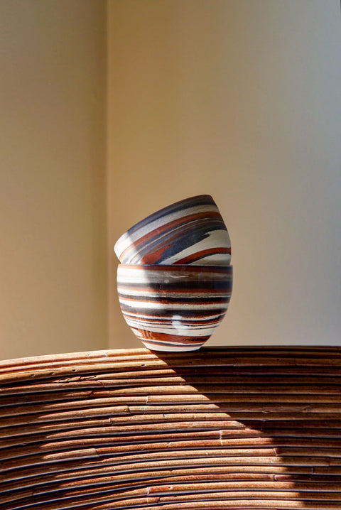 Copper Black white swirl cappuccino round  (2 pieces)