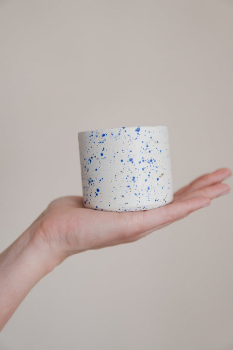 Matte White Blue Speckled Coffee Mug (2 pieces)