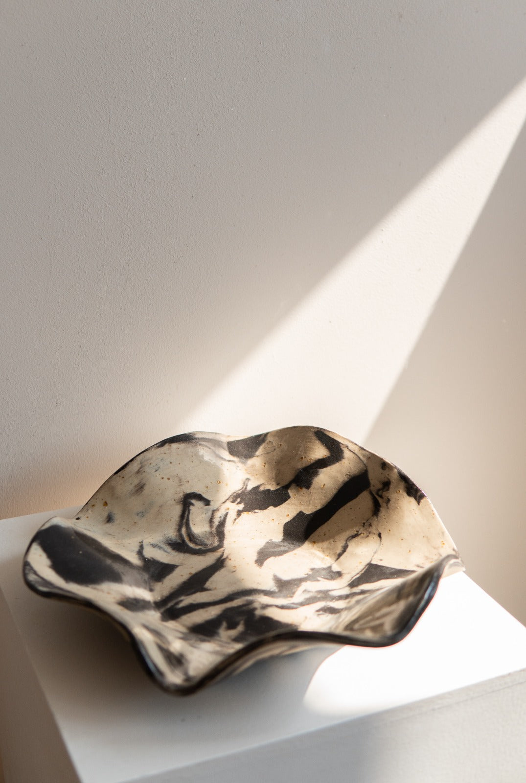 Black Beige Stoneware Bowl unglazed