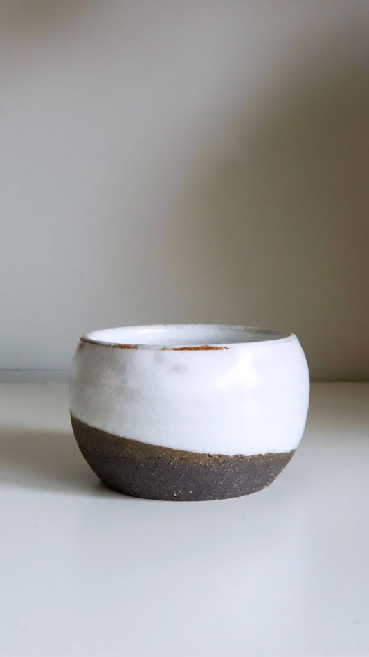Half dipped stoneware black white coffee cups (2 pieces)