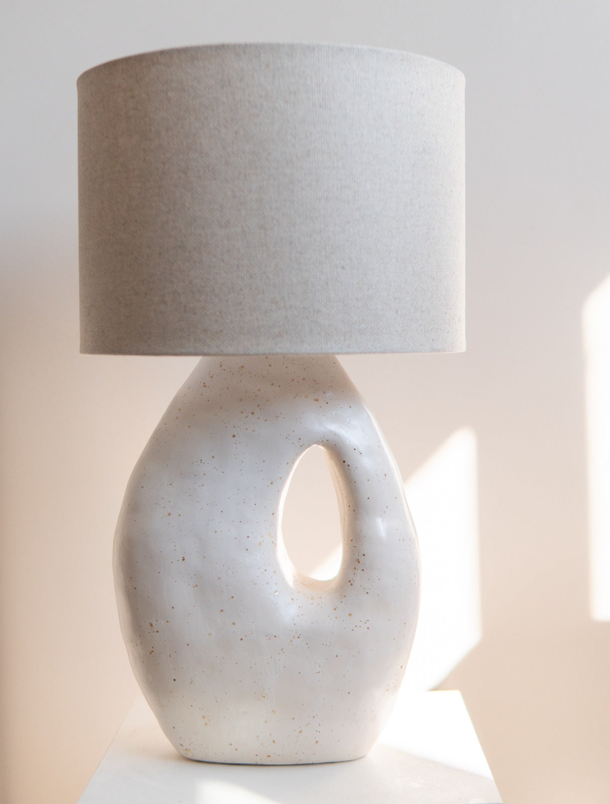 Sculptural Ceramic Lamp Base Speckled White