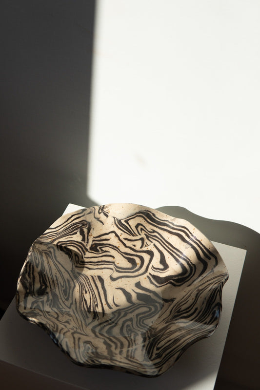 Black Beige Stoneware Bowl #13