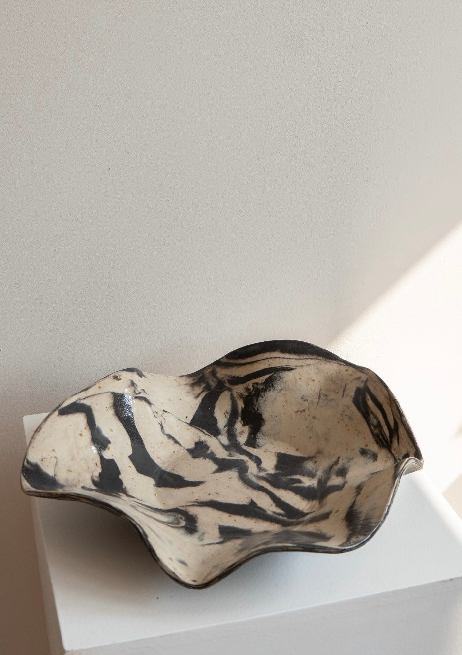 Black Beige Stoneware Bowl unglazed